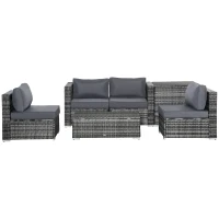 Outsunny Gartenmöbelset aus PE-Rattan, PE-Rattanlounge, 2 Sofas, 2 Tische, 1 Stauraum, Grau(m-10)