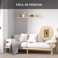 HOMCOM Estante Flotante de Madera Balda de Pared para Salón Dormitorio Pasillo Cocina Baño 120x15x20 cm Roble y Blanco(m-6)