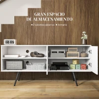 HOMCOM Mueble de TV para Televisores de 65 Pulgadas Moderno con 2 Estantes Abiertos y 1 Estante Ajustable 145x38x65 cm Blanco(m-4)