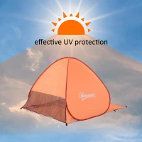 Outsunny Abri de plage tente de plage pliable pop-up automatique instantané protection UV fenêtre arrière grand tapis de sol orange(m-6)