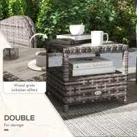 Outsunny 2 Seater Patio Rattan Chaise Lounge Sofa Set with Fabric Cushion, Grey and Brown(m-6)