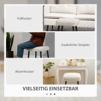HOMCOM Hocker, Fußstütze, gepolsterter Sitz, Kaschmir-Optik, Stahlbeine, 42 x 42 x 44 cm, Hellgrau(m-5)