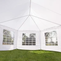 Outsunny 8 Sides Octagonal Garden Gazebo Marquee Party Tent Wedding Canopy Outdoor Heavy Duty Metal Frame (6.8m x 5m) - White(m-8)