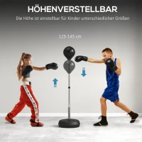HOMCOM Punchingball-Set für Jugendliche, höhenverstellbar, inkl. Boxhandschuhe und Pumpe, Schwarz(m-6)