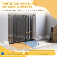 PawHut Cancellino per Cani Estensibile a Pressione con Chiusura Automatica, in Acciaio e ABS, 75-103x76 cm, Nero(m-5)