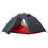 Outsunny Camping Tent, Compact 2 Man Dome Tent, Waterproof Lightweight Outdoor Tent with Double Layer Doors, Dark Grey(m-1)