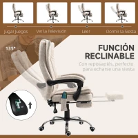 Vinsetto Silla de Masaje con 6 Puntos de Masaje Ajustable con Función de Calefacción Reposapiés Retráctil y Control Remoto Crema(m-9)