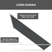 Outsunny Store banne manuel auvent rétractable Inclinaison réglable 150 x 120 cm protection UV aluminium polyester gris foncé(m-7)