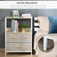 HOMCOM Commode meuble de rangement avec 3 tiroirs tissus, étagère et plateau supérieur, 58L x 29P x 81,5H cm(m-7)