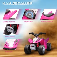 AIYAPLAY Quad Eléctrico HONDA para Niños 18-36 Meses Vehículo Eléctrico a Batería con Faros LED  Bocina 65,5x38,5x43,5cm Fucsia(m-6)