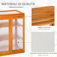 Outsunny Mini Serra da Giardino a 3 Ripiani in Legno e Policarbonato, 58x44x78cm, Arancione(m-5)