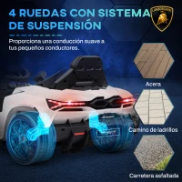 AIYAPLAY Coche Eléctrico para Niños de +3 Años Lamborghini Revuelto con Mando a Distancia Faros LED Bocina Música Blanco(m-6)