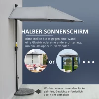 Outsunny  2 x 2 m Sonnenschirm Halbrundschirm Balkonschirm mit Halterung wasserabweisend für Garten Terrassen Höfe 100% Polyester Dunkelgrau(m-4)