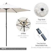 Outsunny 2.8m Garden Parasol Umbrella, Round Outdoor Market Table Umbrella Sun Shade Canopy, Off-White(m-4)