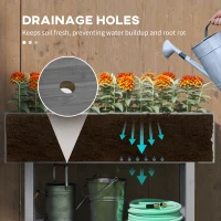 Outsunny Wooden Two-Tier Raised Planter - Grey(m-5)