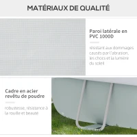 Outsunny Piscine rectangulaire hors sol avec structure en acier pompe de filtration échelle bâche 540 x 304 x 106 cm gris(m-5)