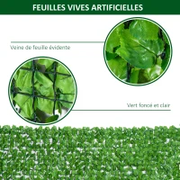 Outsunny Lot de 2 haies artificielles lierre Brise-Vue décoration Rouleau 3L x 1,5H m Feuillage réaliste Anti-UV Vert(m-6)