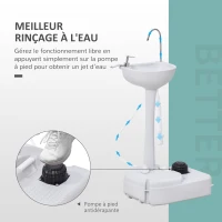 Outsunny Évier de camping portable, lavabo portable pour camping, station lavage avec roues, distributeur de savon et porte serviettes, lavabo mobile pour événements en plein air, gris(m-4)