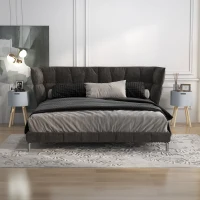 HOMCOM Modern Side Table with Hidden Storage Space, Round Night Stand with Removable Tray Wood Frame End Coffee Table for Living Room, Set of 2, Grey(m-10)