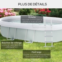Outsunny Piscine rectangulaire hors sol avec structure en acier pompe de filtration échelle bâche 540 x 304 x 106 cm gris(m-6)