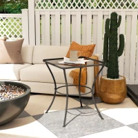 Outsunny 60cm Square Garden Table, Outdoor Metal Bistro Side Desk with Mesh Top, Black(m-8)