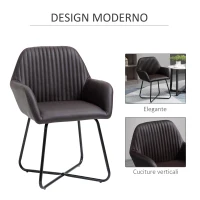 HOMCOM Set 2 Sedie Moderne per Sala da Pranzo, Cucina o Soggiorno, Sedie Imbottite in Similpelle Marrone 60x56.5x85cm(m-4)