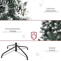 HOMCOM Künstlicher Weihnachtsbaum 1,5 m Christbaum Schnee getaucht Design Tannenbaum 378 Äste flammhemmend PVC Dunkelgrün Ø75 x 150 cm(m-7)