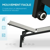 Outsunny Chaise longue bain de soleil en résine tressée imitation rotin avec roues dossier inclinable aluminium noir, gris(m-6)