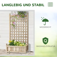 Outsunny Hochbeet Pflanzkasten mit Rankgitter Blumenkasten Rankkasten Rosenbogen mit  Rankhilfe für Kletterpflanzen Garten Holz Natur 64 x 28 x 120 cm(m-6)