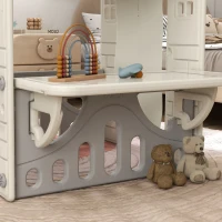 AIYAPLAY Kinder-Spielhaus mit dekorierten Fenstern, gewölbten Türen, Servierstation, 108x80x111 cm, Creme(m-8)