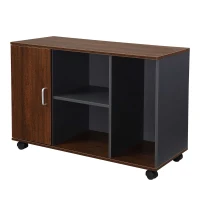 HOMCOM Mobiletto da Ufficio Armadietto Portadocumenti con Rotelle, Moderno per Casa Studio in Legno, Color Noce e Grigio,100x40x66cm(m-10)