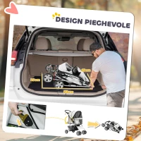 PawHut Passeggino per Cani Piccoli Pieghevole con Copertura Antipioggia, Ruote Girevoli e con Freni, Grigio(m-7)