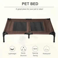 PawHut Large Raised Dog Bed Cat Elevated Lifted Cooling Portable Camping Basket Outdoor Indoor Mesh Pet Cot Metal Frame Brown(m-4)