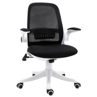 Vinsetto Swivel Office Chair Breathable Fabric Study Computer Chair with Flip-Up Arm for Home, Black(m-1)