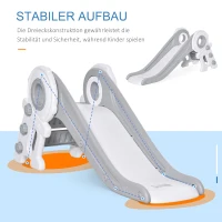 HOMCOM Kinderrutsche Babyrutsche Indoor-Rutsche faltbare Spielzeugrutsche Cartoon-Astronautenform für 1-3 Jahre Kinder verlängert sicher Dreiecksstruktur PE Grau 133x52x58 cm(m-7)