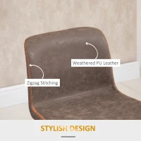 HOMCOM Bar Stools Set of 2, PU Leather Barstools with Backrest and Footrest for Kitchen, Counter, Breakfast Bar, Brown(m-7)