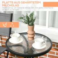 Outsunny Garten-Bistroset für 2 Personen Gartenmöbel Set inkl. 1 Tisch, 2 klappbaren Stühlen, Gartengarnitur Stahl Grau(m-6)
