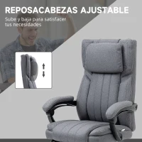 Vinsetto Silla de Oficina Reclinable y Giratoria  con 6 Puntos de Masaje Vibratorio con Mando de Control 65x61x108-118 cm Gris(m-7)