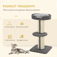 PawHut Tiragraffi ad Albero per Gatti con Cuccia, Cuscino, Rivestimento Peluche e Pali in Corda Sisal(m-4)
