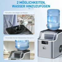 HOMCOM Eiswürfelmaschine Eiswürfelspender Ice-Maker 20kg/24h 2,3L Eiswürfelbereiter mit 3,2 L Wassertank, Silber(m-5)