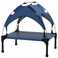 PawHut Cooling Raised Pet Bed w/ Washable Breathable Mesh, for Mini Small Dogs, 61 x 46 x 63cm - Dark Blue(m-11)