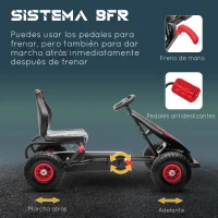 HOMCOM Go Kart a Pedales Infantil con Asiento Ajustable Neumáticos Inflables Amortiguador y Freno de Mano 121x58x61 cm Rojo(m-5)