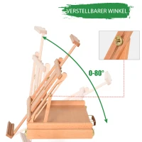 Vinsetto Staffelei Keilrahmen Kofferstaffelei Atelierstaffelei Winkelverstellbar Faltbar mit Schublade Buchenholz Natur 42 x 36 x 12,5 cm(m-5)