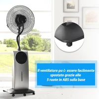 HOMCOM Ventilatore Oscillante con Nebulizzatore Deumidificatore e Telecomando 3 Modalità e Timer 12h Ф44.5cm x 135cm(m-5)