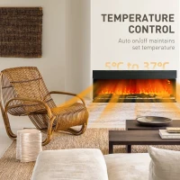 HOMCOM 1800W 15-40℃ Adjustable Flame Glass Panel Convector Heater, 127cm(m-6)