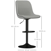 HOMCOM Set of Two Faux Leather Bar Stools - Grey(m-3)