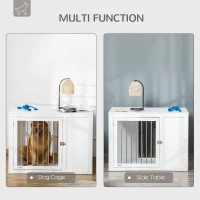 PawHut 2-in-1 Dog Cage and Side Table, with Two Lockable Doors, for Medium  Large Dogs - White(m-4)