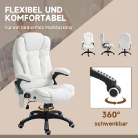 Vinsetto Bürosessel Massagefunktion Massagebürostuhl, Massagefunktion, höhenverstellbar, 67 x 74 x 107-116 cm, Weiß(m-8)