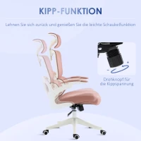 Vinsetto Bürostuhl Computerstuhl, 1 Kopfstütze, klappbare Armlehnen, 62 cm x 58 cm x 133 cm, Rosa(m-7)