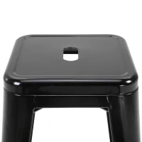 HOMCOM Lot de 4 tabourets de Bar Empilable Chaise de Bar Industriel avec Repose-Pied Hauteur d'Assise 76 cm, cadre en métal, style rétro, pour salle à manger, balcon, bistrot ou bar, Noir(m-11)